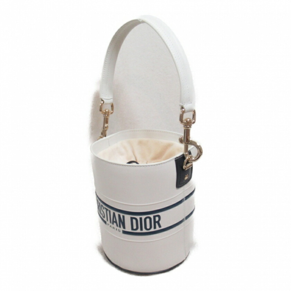 Dior Shoulder Bag Leather White Navy Blue - Picture 3 of 6